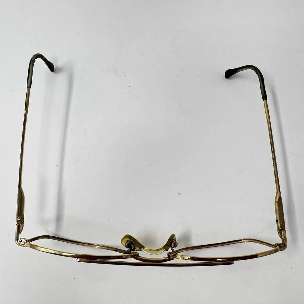 Vintage Made In Italy Gold Metal Aviator Eyeglass Frames 56-16-140